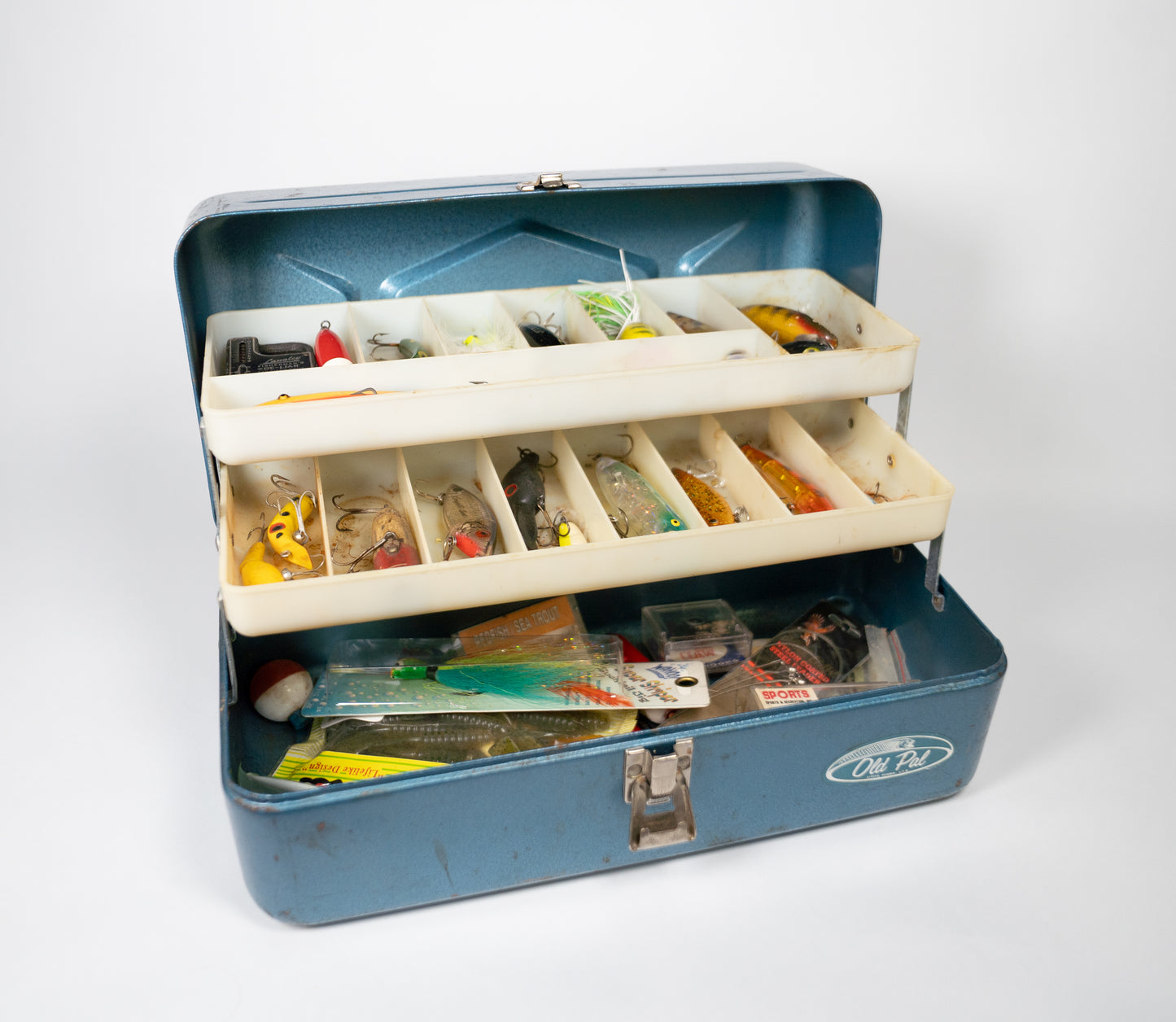 Vintage Old Pal Tackle Box (full of lures) Lot #52