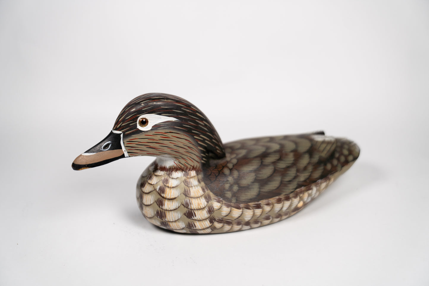 Vintage Wooden Duck Decoy, glass eyes. Lot #64