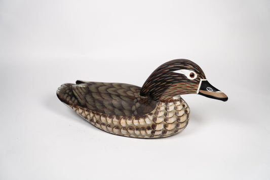 Vintage Wooden Duck Decoy, glass eyes. Lot #64
