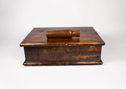 Vintage Wood Duck Call Box with 3 Wooden Duck Calls. Gold Banded Sears and Roebuck duck call. Lot #63